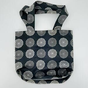 Sachi Shop Pack & Go Black and Grey / Gray Medallion Mandala Nylon Tote - GUC